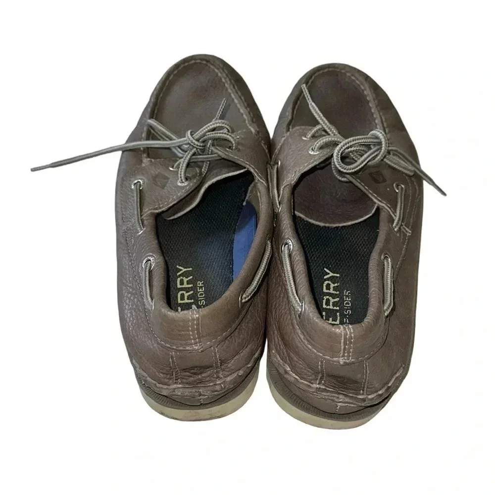 Sperry Gray Leather Boat Shoes Size 10